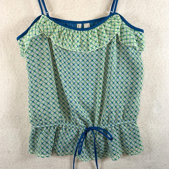 Old Navy Womens Chiffon Ruffle Cami Top Sz XS Flounce Feminine Preppy Peplum Y2K - Picture 2 of 15
